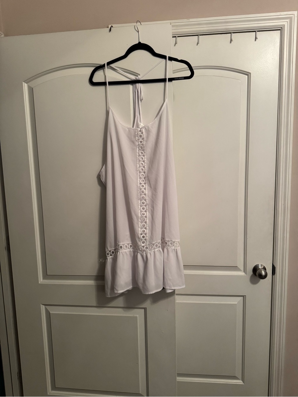 White Sleeveless Crochet-Trim Swim Dress Cover-Up Dress Plus Size 2X.